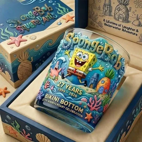 Discover Sponge 27Th Anniversary Bikini Bottom Whiskey Glass