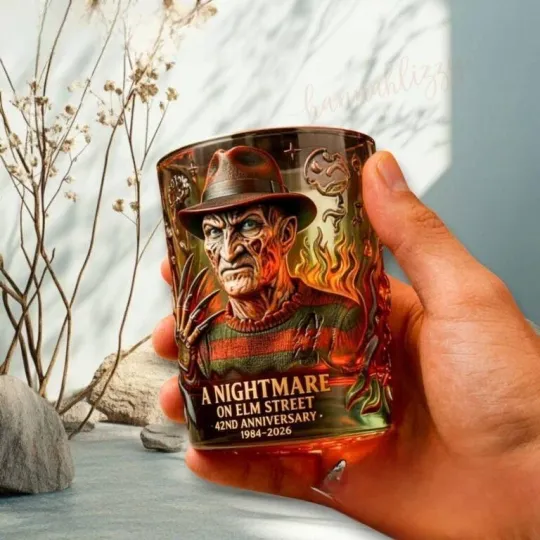 A Nightmare On Elm Street 42nd Anniversary 1984-2026 Whiskey Glass
