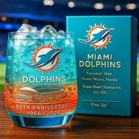 [No box] Dolphins 60th Anniversary Whiskey Glass