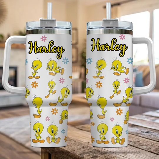Custom Tweety Tumbler 40oz  Travel Cup for Disneyland, Custom Gift for Her
