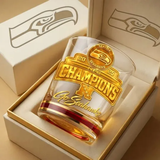 Seahawks football 2026 Super Bowl Whiskey Glass