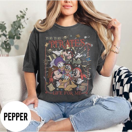 Discover Vintage Disney Mickey & Friends Yo Ho Yo Ho A Pirate's Life For Me Shirt, Pirates of the Caribbean, Pirates Family Trip, Disney Cruise Shirt
