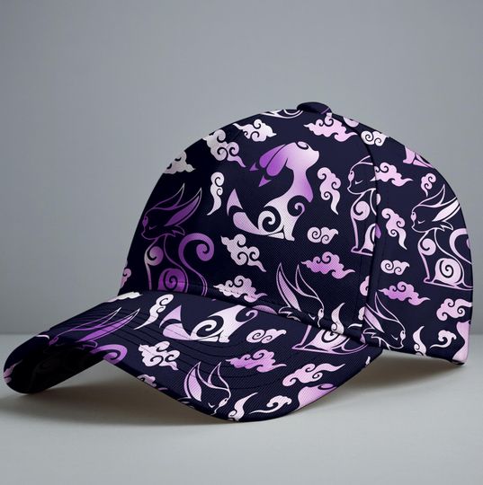 Umbreon Espeon Baseball Cap, Mystic Moon Pattern, Cute Psychic Cat Summer Hat, Umbreon Hat Gifts
