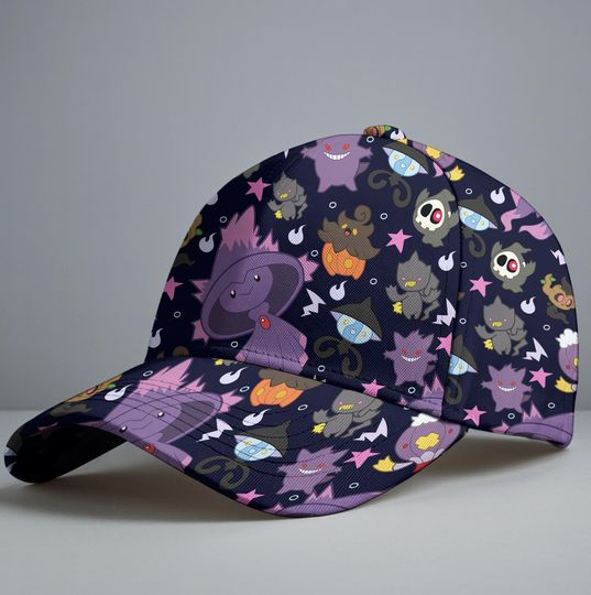 Gengar Mismagius Baseball Cap, Cute Ghost Pattern Hat, Streetwear Cap, Summer Gengar Gifts