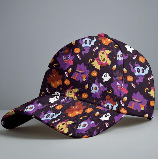 Gengar Mimikyu Baseball Cap, Cute Gengar Art Hat, Funny Anime Summer Baseball Hat, Vintage Adjustable Cap, Gengar Gift Hat