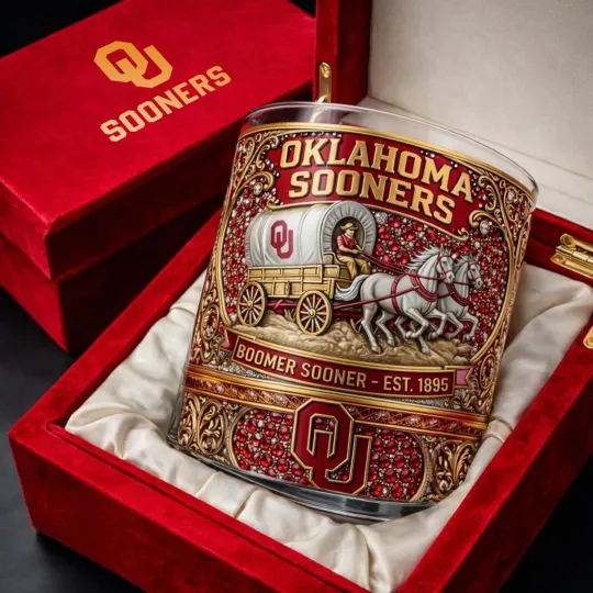 Discover Sooners Whiskey Glass – Boomer Sooner Est 1895