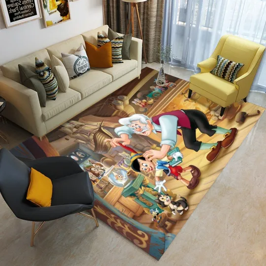 Discover Hot! Disney Pinocchio Print Foldable Rectangular Floor Mat Rugs Anti-Skid Carpet