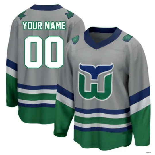 Men's Hartford Whalers Hockey Shirt Grey Team Classic Hockey Vintage Style Gift