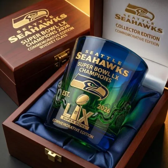 Seahawks Super Bowl LX Champions 2026 Whiskey Glass