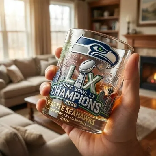 Seahawks Super Bowl LX 2026 Whiskey Glass