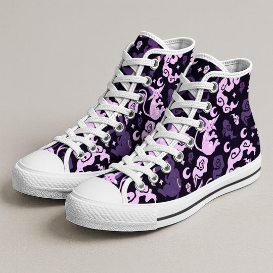 Umbreon Espeon High Top Shoes, Mystic Kawaii Sneakers, Cute Printed Shoes, Espeon Umbreon Gifts