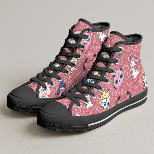 Togepi Jigglypuff High Top Shoes, Cute Kawaii Sneakers, Togepi Shoes Gifts