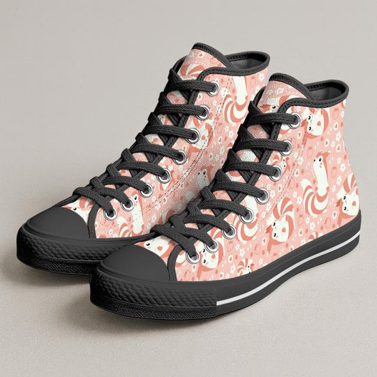 Furret High Top Shoes, Cute Pastel Ferret Sneakers, Kawaii Printed Shoes, Furret Shoes Gift