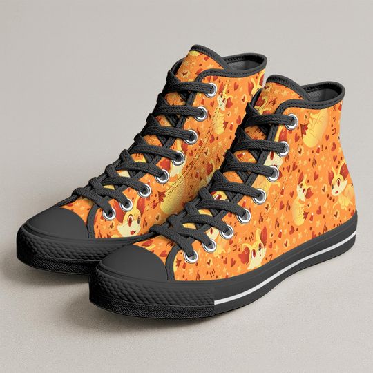 Fennekin High Top Shoes, Shiny Fennekin Cute Pattern Sneakers, Kawaii Anime Shoes, Fennekin Shoes Gift