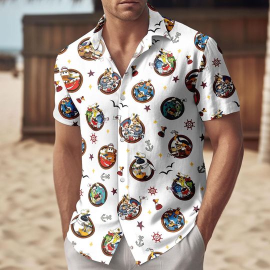 Discover Disney Cruise Line Pixar Day At Sea Button Shirt, Disney Pixar Toy Story Cruise Line Hawaiian Shirt, Disney Family Cruise Vacation Trip