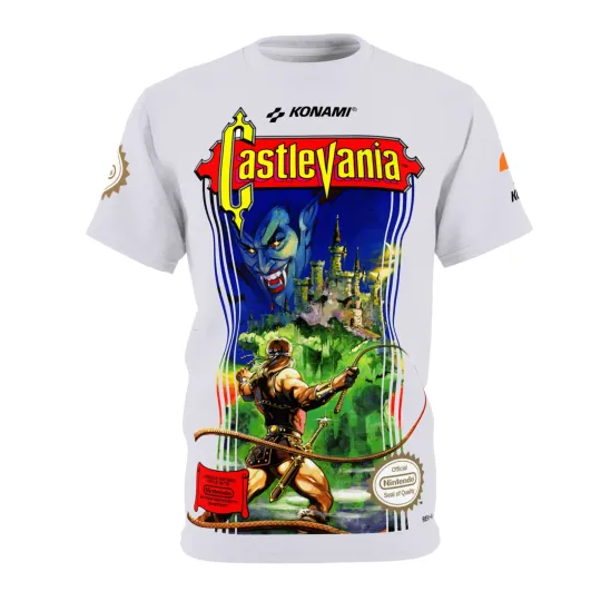 Castlevania 1986 NES Retro Video Game Nintendo Box Cover Game T-Shirt