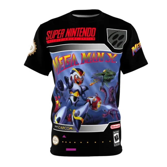 Mega Man X SNES Retro Vintage Video Game Cover T-Shirt