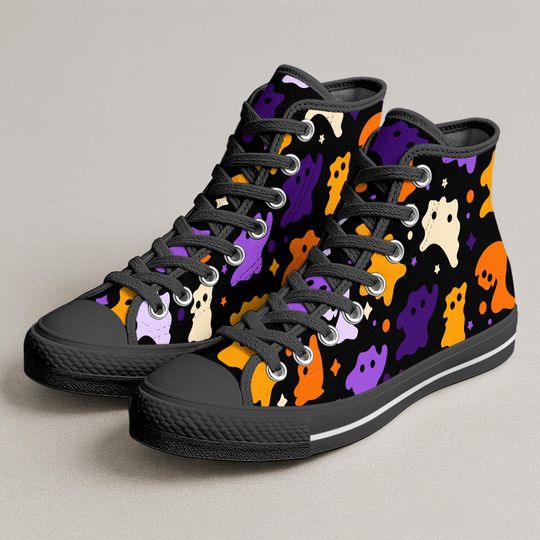 Ditto High Top Shoes, Cute Shiny Ditto Pattern Sneakers, Ghost Style Shoes,  Ditto Shoe Gifts