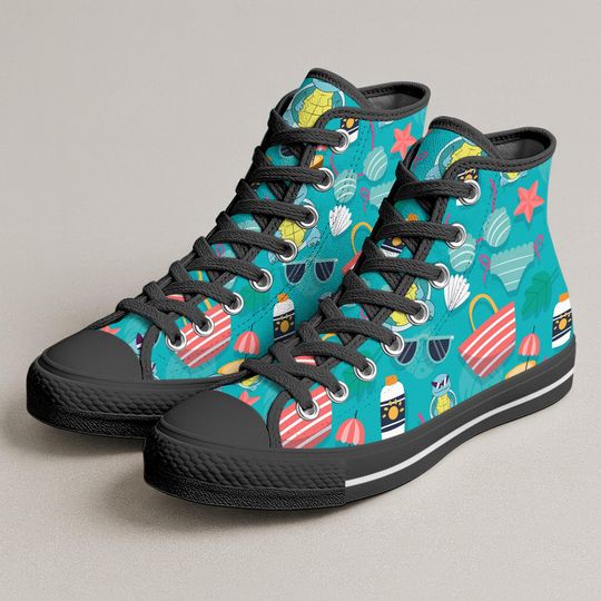 Squirtle High Top Shoes, Summer Beach Kawaii Sneakers, Cute Printed Shoes, Squirtle Shoes Gifts