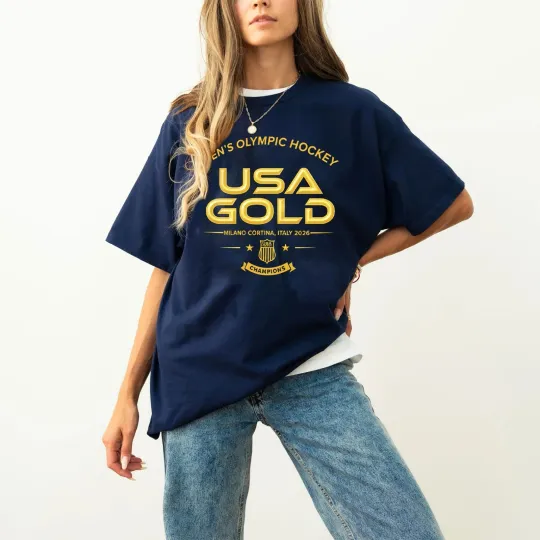 Discover USA Gold Hockey Shirt 2026 Champions Milano Cortina Team TShirt