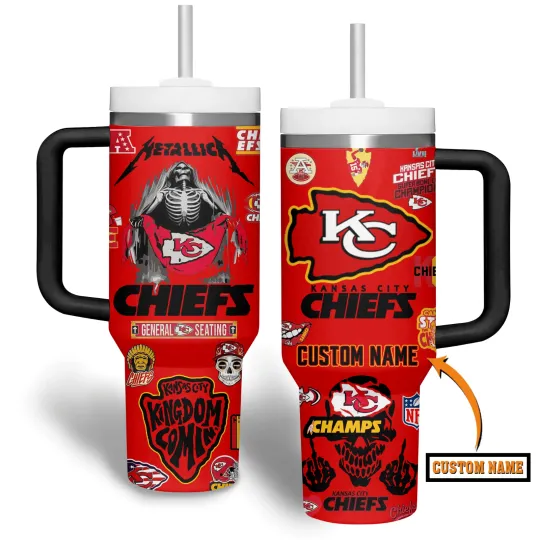 Custom Kansas City Football Fan Tumbler 40oz With Handle