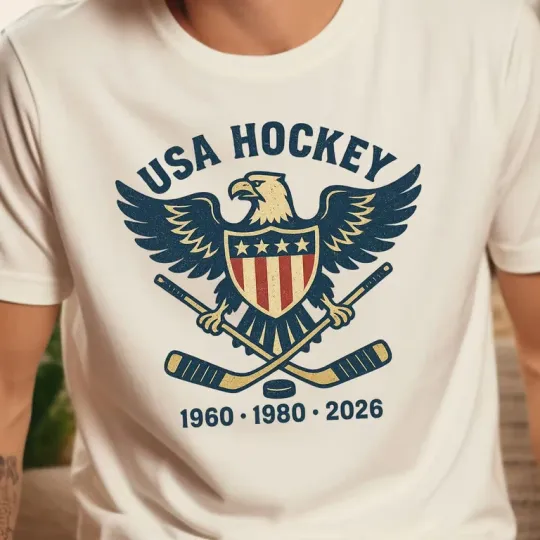 Discover USA Hockey Eagle Shirt 1960 1980 2026 Vintage Graphic Tee