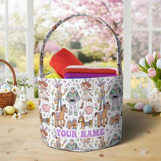 Discover Personalized Disney Toy Story Easter Basket, Buzz Lightyear Woody Bunny Easter Egg Hunt Basket, WDW Disneyland Family Easter Trip 2026