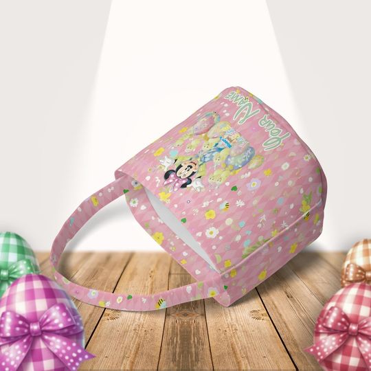 Discover Personalized Minnie Disney Easter Basket, Disney Minnie Bunny Easter Egg Hunt Basket, WDW Disneyland Family Happy Easter Decor