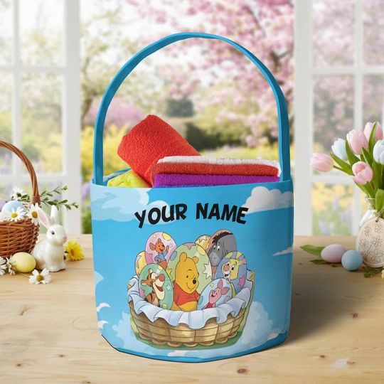 Discover Personalized Winnie The Pooh Easter Basket, Pooh and Friends Bunny Easter Egg Hunt Basket, WDW Disneyland Family Easter Trip 2026