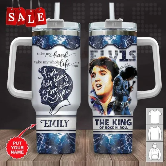 New Custom Name Elvis Presley Blue Falling In Love 40oz Tumbler  SO1006