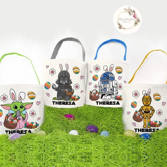 Discover Personalized Star Wars Characters Disney Easter Basket, Galaxy's Edge Bunny Easter Egg Hunt Basket, WDW Disneyland Family Happy Easter 2024