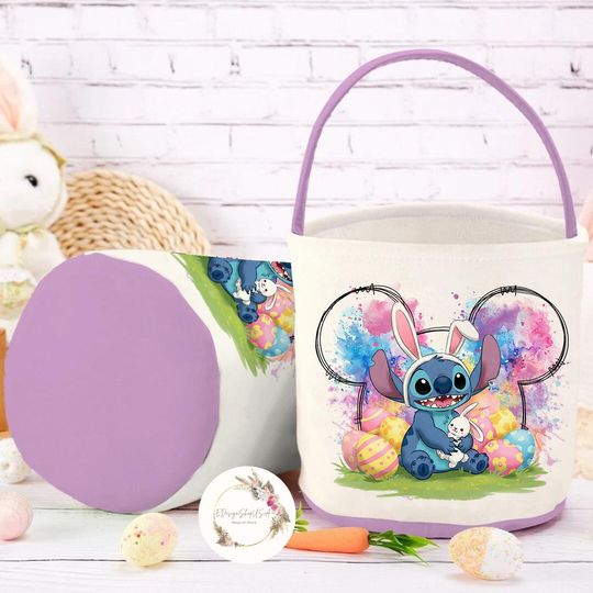 Discover Personalized All Characters Disney Easter Basket, Mickey and Friends Bunny Easter Egg Hunt Basket, WDW Disneyland Family Happy Easter Decor