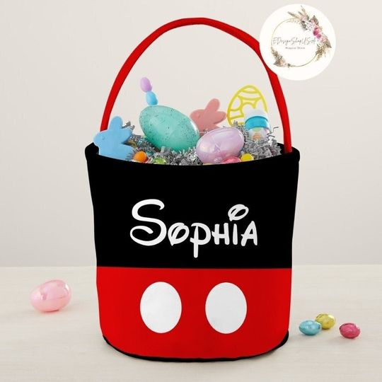 Discover Personalized All Characters Disney Easter Basket, Mickey and Friends Bunny Easter Egg Hunt, WDW Disneyland Family Happy Easter Home Decor
