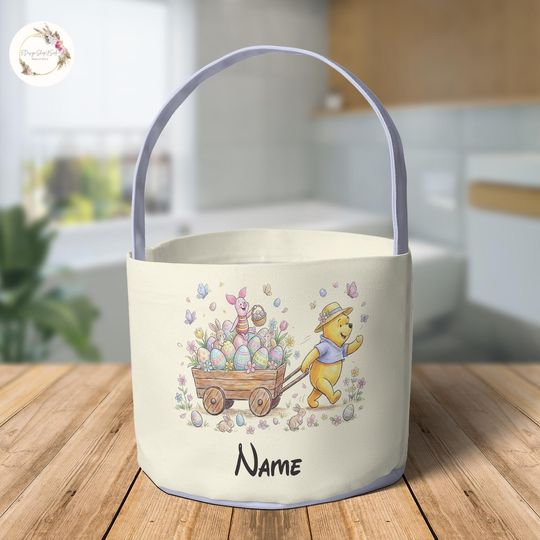 Discover Personalized Winnie The Pooh Disney Easter Basket, Bunny Easter Egg Hunt Basket, WDW Disneyland Family Easter Trip 2026, Pooh Bear Basket