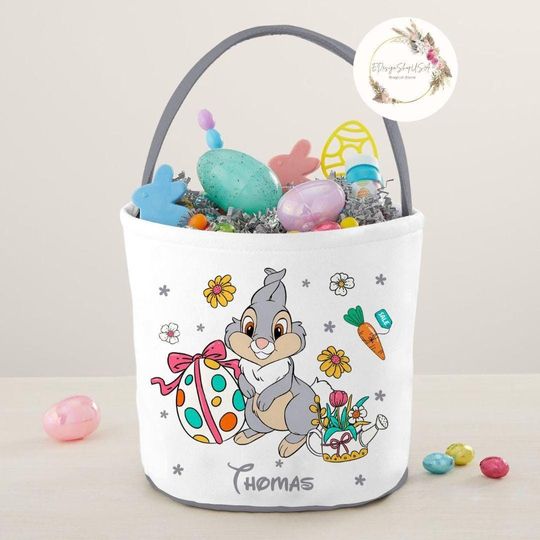 Discover Personalized All Characters Disney Easter Basket, Mickey and Friends Princess Bunny Easter Egg Hunt Basket, WDW Disneyland Family Easter Bag