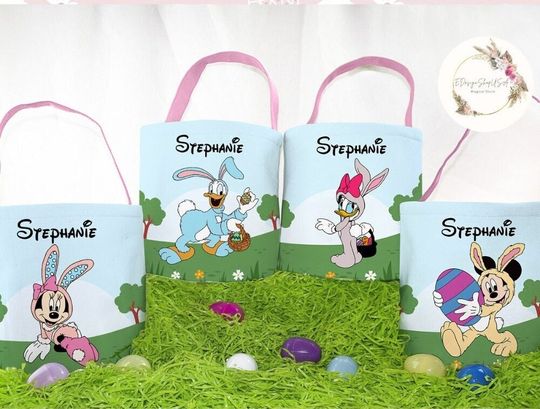Discover Personalized All Characters Disney Easter Basket, Mickey & Friends Bunny Easter Egg Hunt Basket, WDW Disneyland Star Wars Family Easter Trip