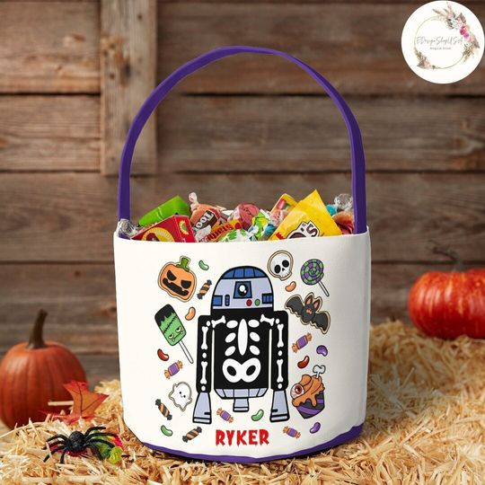 Discover Personalized Star Wars Skeleton Disney Halloween Basket, Galaxy's Edge Trick or Treat Candy Bag, WDW Disneyland Family Halloween Party 2024