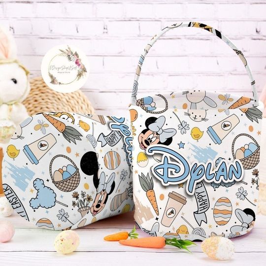 Discover Personalized Mickey and Friends Disney Easter Basket, Pixar Toy Story Bunny Easter Egg Hunt Basket, WDW Disneyland Family Happy Easter 2024