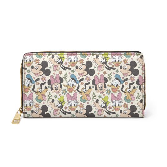 Discover Mickey & Friends Leather Wallet, Cartoon Zipper Wallet, Gift For Her
