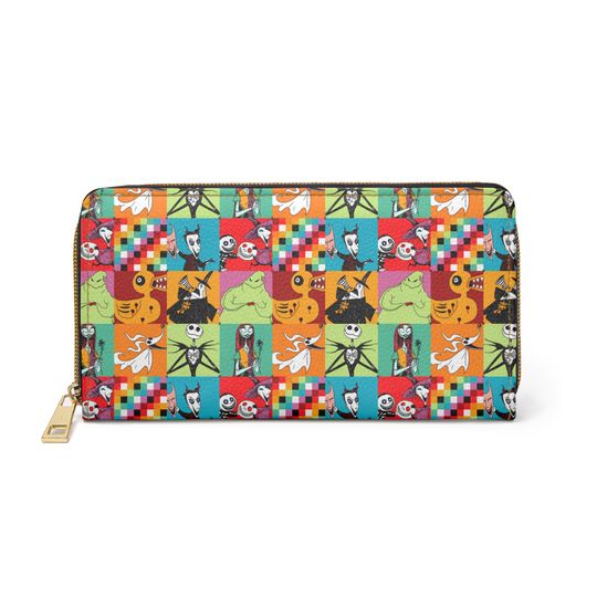 Nightmare Before Christmas Leather Wallet, Cartoon Zipper Wallet, Gift For Her