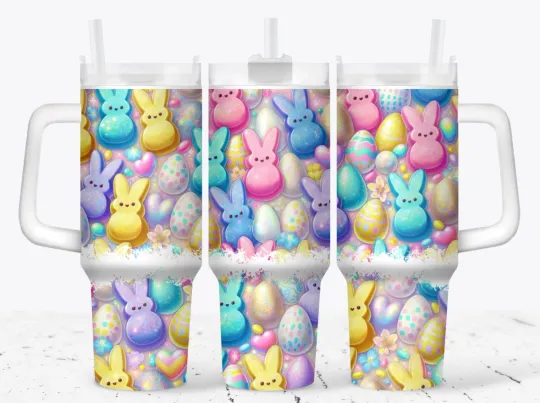 Discover 40oz Stainless Steel Tumbler~Easter-Peeps~Easter Bunny~Easter Egg-Gift