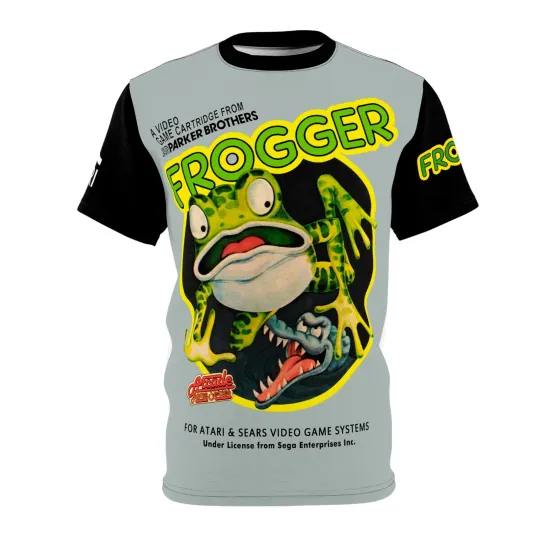 Discover Frogger 3D T-Shirt Vintage Video Game Cover Atari 2600 Gaming T-Shirt