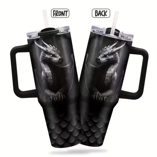 Discover 40oz Dragon Insulated Stainless Steel Tumbler With Lid Handle