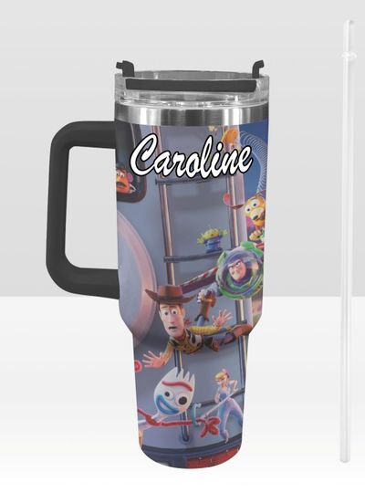 Toy Story 40 oz Tumbler: Buzz Lightyear and Woody Personalized Stanley-Inspired Stainless Steel Cup
