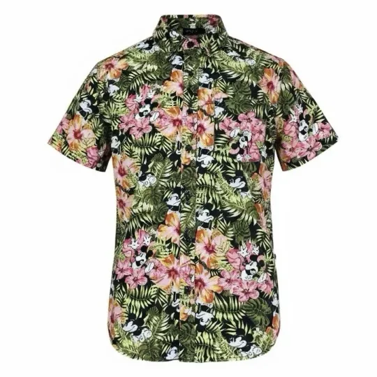 Discover Disney Mickey Mouse Hawaiian Shirt Men Short Sleeve Floral
