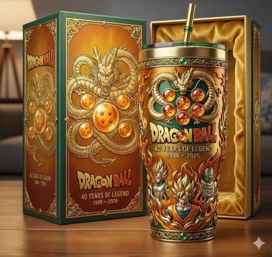 40oz insulated mug with handle, commemorating the 40th anniversary of Dragon Ball, Anime-inspired stainless steel travel mug