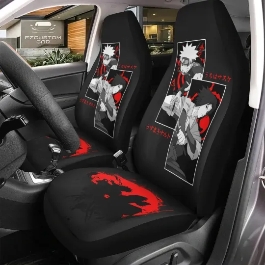 Narutoo and Sasuke Car Seat Covers Set of 2 for Narutoo Vehicles