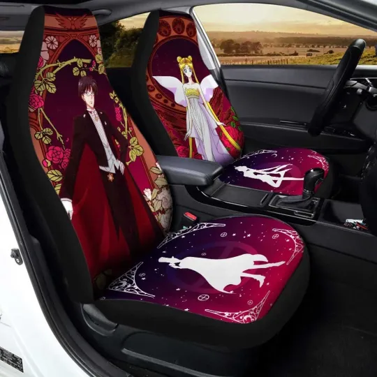Sailor Moon Car Seat Covers with Tuxedo Mask and Sailor Moon