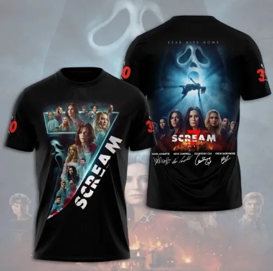 Scream 7 Ghost Face Black Gift For Fans 3D AOP Shirt