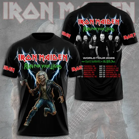 Discover Iron 1Maiden 3D Apparel 2026 Tour Run For Your Lives Shirt Unisex